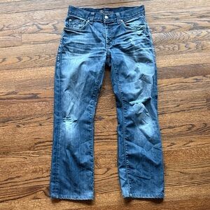 Fidelity Women's 30 Blue Straight Leg Jeans Distressed Ripped Street Casual